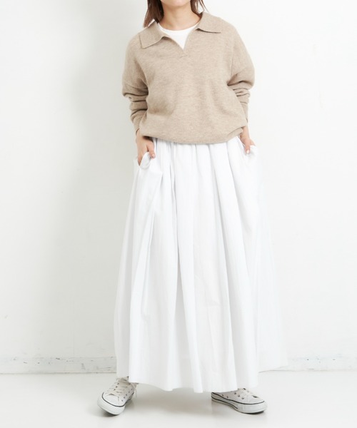 EDIT Gris（エディットグリ）の「襟付きニット（ニット/セーター・レディース・ベージュ/ブルー/ブラック/オレンジ・FREE）」の10枚目の写真