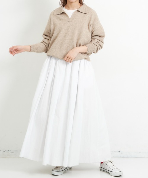 EDIT Gris（エディットグリ）の「襟付きニット（ニット/セーター・レディース・ベージュ/ブルー/ブラック/オレンジ・FREE）」の11枚目の写真