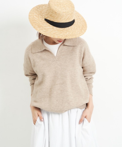 EDIT Gris（エディットグリ）の「襟付きニット（ニット/セーター・レディース・ベージュ/ブルー/ブラック/オレンジ・FREE）」の8枚目の写真