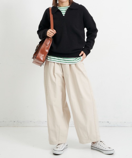 EDIT Gris（エディットグリ）の「襟付きニット（ニット/セーター・レディース・ベージュ/ブルー/ブラック/オレンジ・FREE）」の6枚目の写真