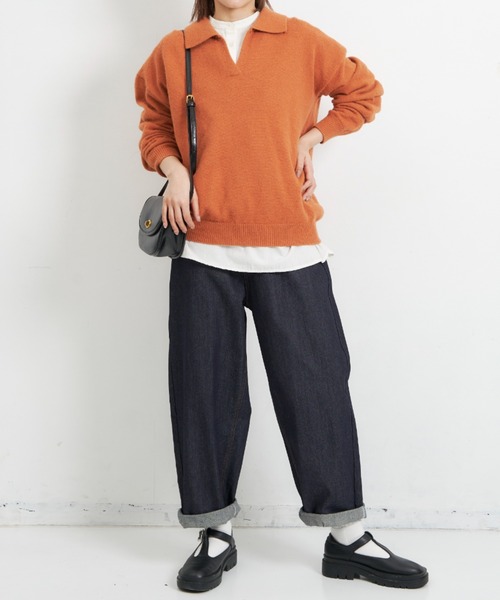 EDIT Gris（エディットグリ）の「襟付きニット（ニット/セーター・レディース・ベージュ/ブルー/ブラック/オレンジ・FREE）」の17枚目の写真