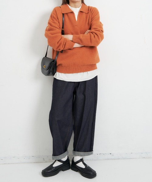 EDIT Gris（エディットグリ）の「襟付きニット（ニット/セーター・レディース・ベージュ/ブルー/ブラック/オレンジ・FREE）」の19枚目の写真