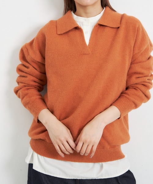 EDIT Gris（エディットグリ）の「襟付きニット（ニット/セーター・レディース・ベージュ/ブルー/ブラック/オレンジ・FREE）」の15枚目の写真
