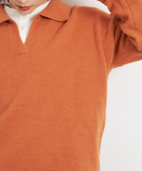 EDIT Gris（エディットグリ）の「襟付きニット（ニット/セーター・レディース・ベージュ/ブルー/ブラック/オレンジ・FREE）」の20枚目の写真