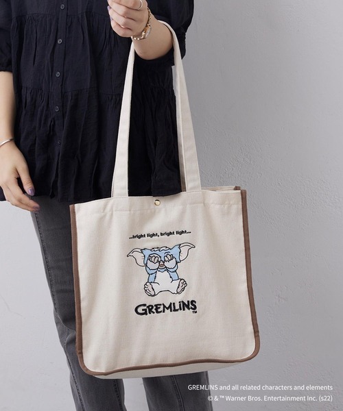 BIRTHDAY BAR（バースデイバー）の「【Gremlins グレムリン】ギズモ パイピングトートバッグ（トートバッグ・レディース・ブラウン/ブルーグレー・フリー）」の6枚目の写真