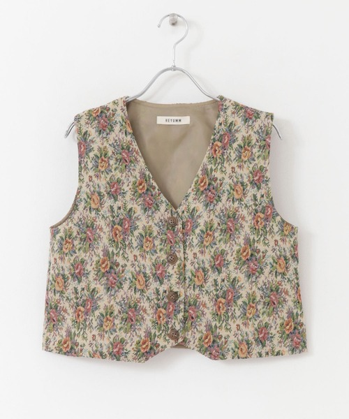 HEYUMM（ヘユム）の「レトロライクゴブランビスチェ（ベスト・レディース・ブラウン/ブラック/アイボリー・ONE）」の4枚目の写真