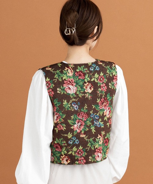 HEYUMM（ヘユム）の「レトロライクゴブランビスチェ（ベスト・レディース・ブラウン/ブラック/アイボリー・ONE）」の12枚目の写真