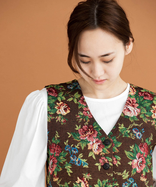 HEYUMM（ヘユム）の「レトロライクゴブランビスチェ（ベスト・レディース・ブラウン/ブラック/アイボリー・ONE）」の21枚目の写真