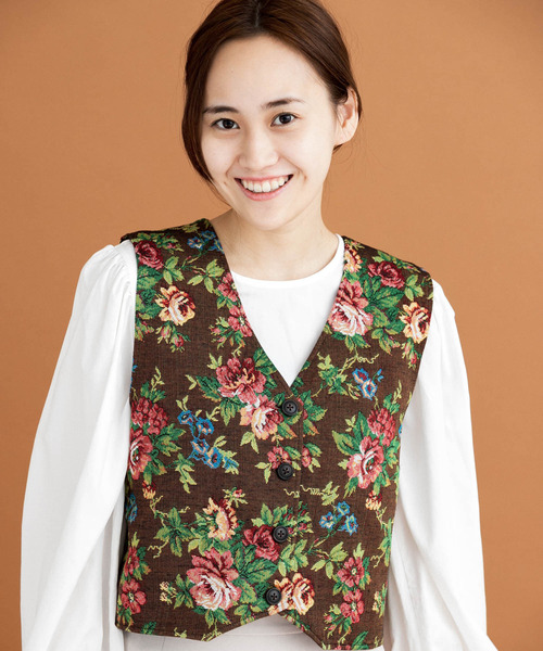 HEYUMM（ヘユム）の「レトロライクゴブランビスチェ（ベスト・レディース・ブラウン/ブラック/アイボリー・ONE）」の22枚目の写真