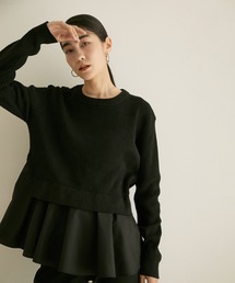 【WEB限定】ニット×シャツドッキングプルオーバー