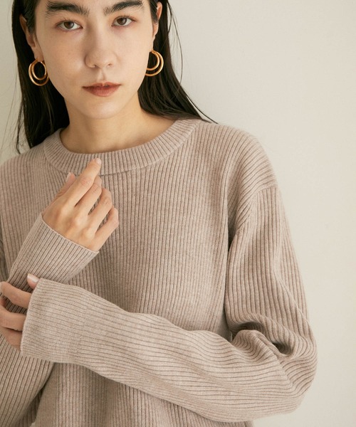 SALON adam et rope'(サロン アダム エ ロペ)の「【WEB限定】ニット×シャツドッキングプルオーバー(ニット/セーター・レディース・グリーン系その他/ブラック/ベージュ・FREE)」の4枚目の写真