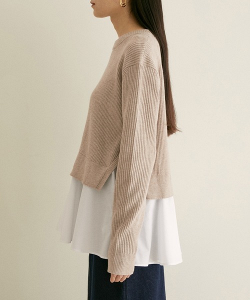 SALON adam et rope'(サロン アダム エ ロペ)の「【WEB限定】ニット×シャツドッキングプルオーバー(ニット/セーター・レディース・グリーン系その他/ブラック/ベージュ・FREE)」の16枚目の写真