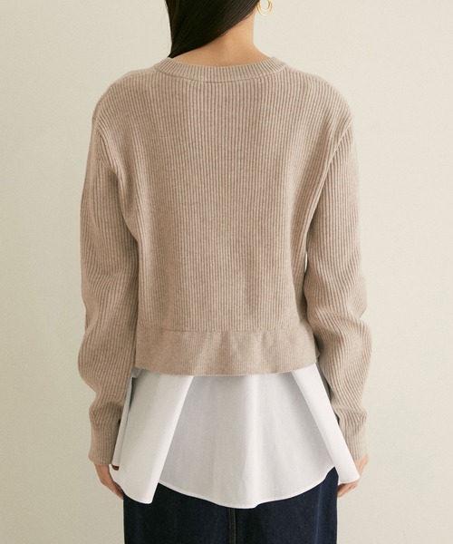 SALON adam et rope'(サロン アダム エ ロペ)の「【WEB限定】ニット×シャツドッキングプルオーバー(ニット/セーター・レディース・グリーン系その他/ブラック/ベージュ・FREE)」の17枚目の写真