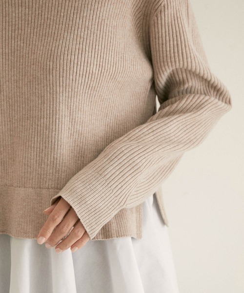 SALON adam et rope'(サロン アダム エ ロペ)の「【WEB限定】ニット×シャツドッキングプルオーバー(ニット/セーター・レディース・グリーン系その他/ブラック/ベージュ・FREE)」の19枚目の写真