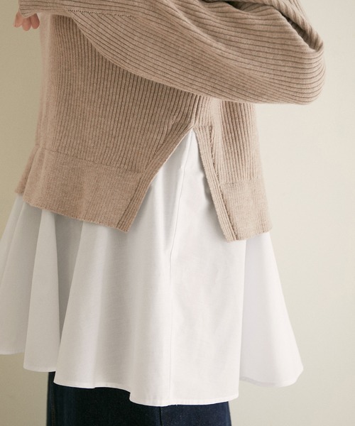 SALON adam et rope'(サロン アダム エ ロペ)の「【WEB限定】ニット×シャツドッキングプルオーバー(ニット/セーター・レディース・グリーン系その他/ブラック/ベージュ・FREE)」の20枚目の写真