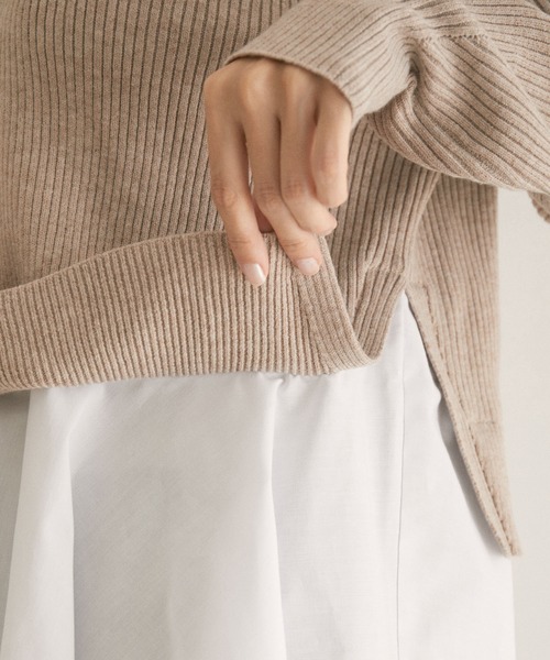 SALON adam et rope'(サロン アダム エ ロペ)の「【WEB限定】ニット×シャツドッキングプルオーバー(ニット/セーター・レディース・グリーン系その他/ブラック/ベージュ・FREE)」の21枚目の写真