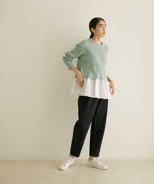 SALON adam et rope'(サロン アダム エ ロペ)の「【WEB限定】ニット×シャツドッキングプルオーバー(ニット/セーター・レディース・グリーン系その他/ブラック/ベージュ・FREE)」の11枚目の写真