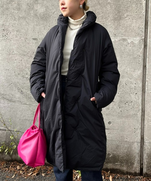 【新品】Cara ダウンコート ロング ショールカラー Aライン ブラック L NANGA/ナンガ】ショールカラーダウンコートサード