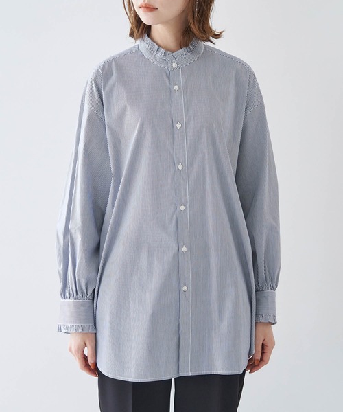 ROPE' PICNIC(ロペピクニック)の「フリルバンドカラーシャツ(シャツ/ブラウス・レディース・サックスブルー/ピンク系その他/ホワイト/グリーン/ネイビー・38)」の6枚目の写真