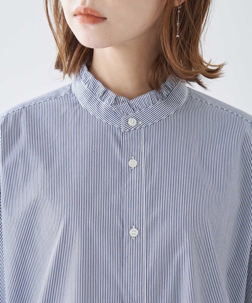 ROPE' PICNIC(ロペピクニック)の「フリルバンドカラーシャツ(シャツ/ブラウス・レディース・サックスブルー/ピンク系その他/ホワイト/グリーン/ネイビー・38)」の9枚目の写真