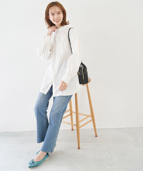 ROPE' PICNIC(ロペピクニック)の「フリルバンドカラーシャツ(シャツ/ブラウス・レディース・サックスブルー/ピンク系その他/ホワイト/グリーン/ネイビー・38)」の19枚目の写真