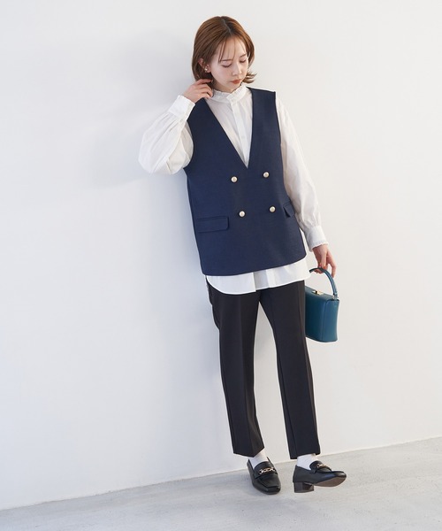 ROPE' PICNIC(ロペピクニック)の「フリルバンドカラーシャツ(シャツ/ブラウス・レディース・サックスブルー/ピンク系その他/ホワイト/グリーン/ネイビー・38)」の20枚目の写真