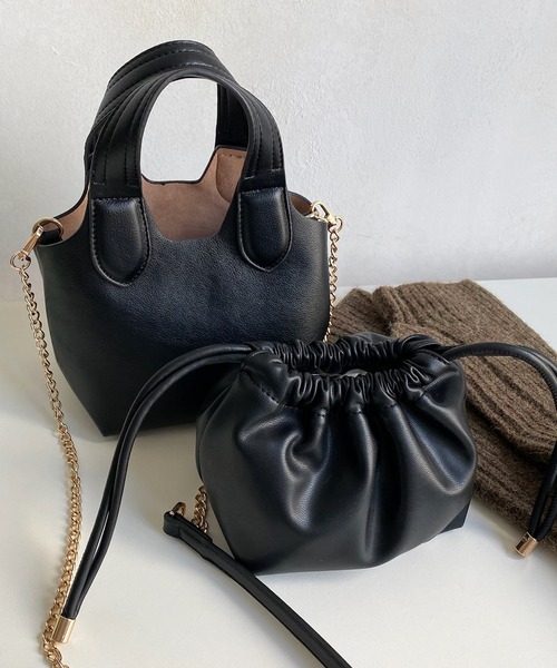 DouDou（ドゥドゥ）の「【WEB限定】2WAY巾着付ミニバッグ（ショルダーバッグ・レディース・ブラック/ベージュ/イエロー/グリーン・FREE）」の2枚目の写真