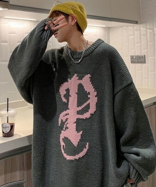 MGV（エムジーヴィー）の「ダメージイニシャルニット（ニット/セーター・メンズ・ブラック/グレー・MEDIUM/LARGE/X-LARGE）」の3枚目の写真