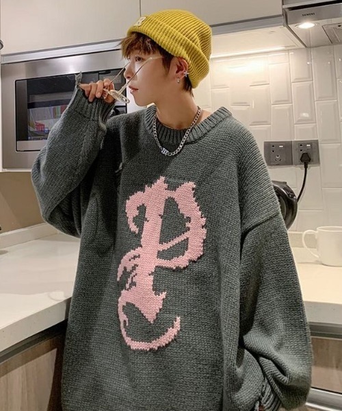 MGV（エムジーヴィー）の「ダメージイニシャルニット（ニット/セーター・メンズ・ブラック/グレー・MEDIUM/LARGE/X-LARGE）」の9枚目の写真