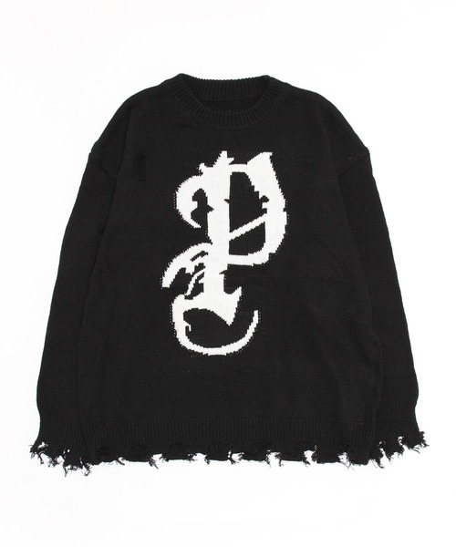 MGV（エムジーヴィー）の「ダメージイニシャルニット（ニット/セーター・メンズ・ブラック/グレー・MEDIUM/LARGE/X-LARGE）」の14枚目の写真