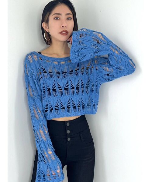 EMODA（エモダ）の「クロシェダイヤモンドショートニット