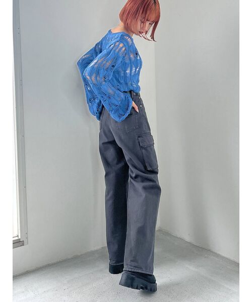 EMODA（エモダ）の「クロシェダイヤモンドショートニット（ニット/セーター・レディース・ホワイト/グリーン/ブルー/ブラック・FREE）」の17枚目の写真