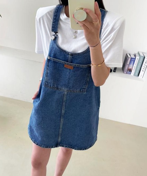 Jewelobe(ジュエローブ)の「デニムミニジャンパースカート(ジャンパースカート・レディース・ブルー・FREE)」の10枚目の写真