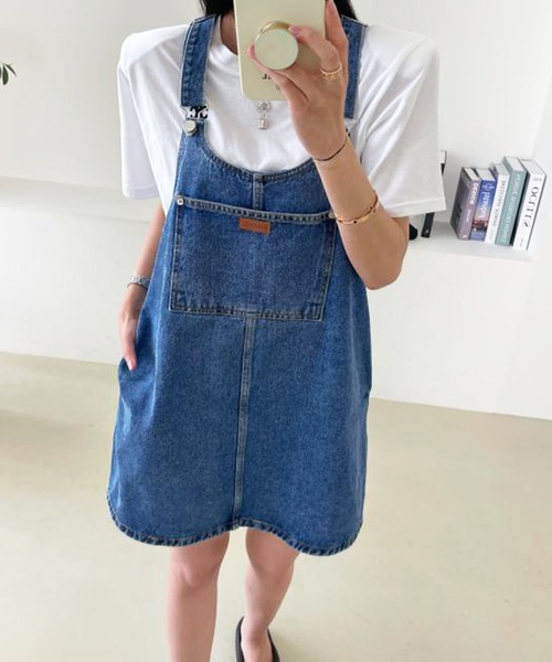Jewelobe(ジュエローブ)の「デニムミニジャンパースカート(ジャンパースカート・レディース・ブルー・FREE)」の14枚目の写真