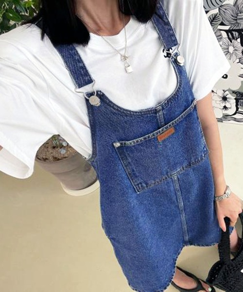 Jewelobe(ジュエローブ)の「デニムミニジャンパースカート(ジャンパースカート・レディース・ブルー・FREE)」の7枚目の写真