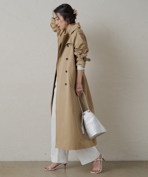 新品　Loungedress ワッシャータフタトレンチコート　ラウンジドレス パル PAL 【Loungedress】ワッシャータフタトレンチコート