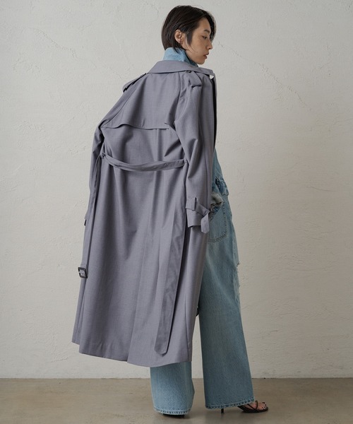 新品　Loungedress シャンブレートレンチコート　ラウンジドレス　緑 新品 Loungedress シャンブレートレンチコート ラウンジドレス 緑