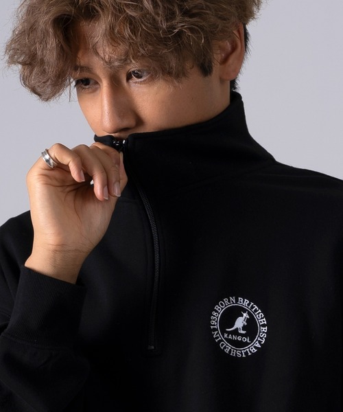 KANGOL(カンゴール)の「EC別注 WEB限定 KANGOL/カンゴール ブランド サークルロゴ 裏毛 コットン ハイネック ハーフジップ スウェット トレーナー(スウェット・メンズ・ブラック/カーキ/ブラック系/アッシュグレー/ブルー・L/M/XL)」の18枚目の写真