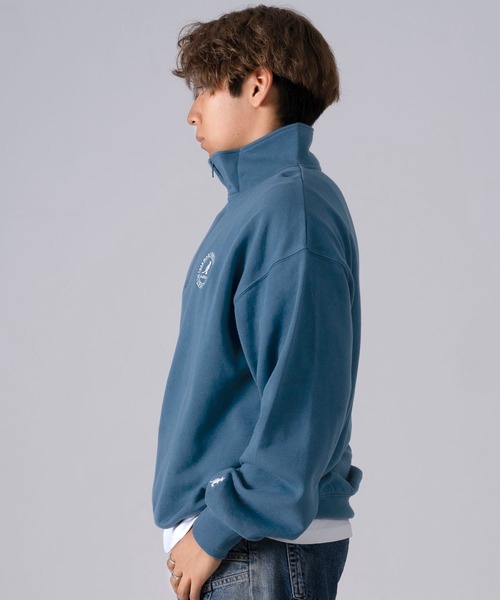 KANGOL(カンゴール)の「EC別注 WEB限定 KANGOL/カンゴール ブランド サークルロゴ 裏毛 コットン ハイネック ハーフジップ スウェット トレーナー(スウェット・メンズ・ブラック/カーキ/ブラック系/アッシュグレー/ブルー・L/M/XL)」の15枚目の写真