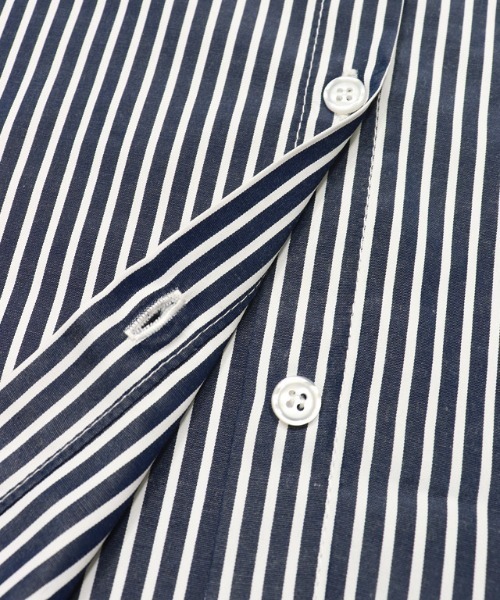 Pierrot（ピエロ）の「ストライプボリュームスリーブシャツワンピース（シャツワンピース・レディース・ネイビー/ライトブルー/オフホワイト・M/L）」の4枚目の写真