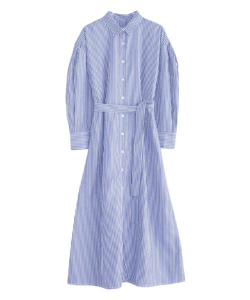 Pierrot（ピエロ）の「ストライプボリュームスリーブシャツワンピース（シャツワンピース・レディース・ネイビー/ライトブルー/オフホワイト・M/L）」の6枚目の写真