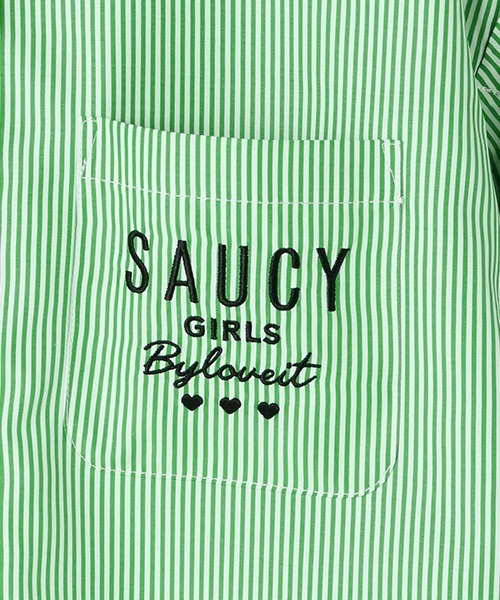 by LOVEiT（バイラビット）の「ストライプ肩あきシャツ（シャツ/ブラウス・キッズ・ピンク/グリーン/ラベンダー・120cm/140cm/150cm/130cm/160cm）」の7枚目の写真