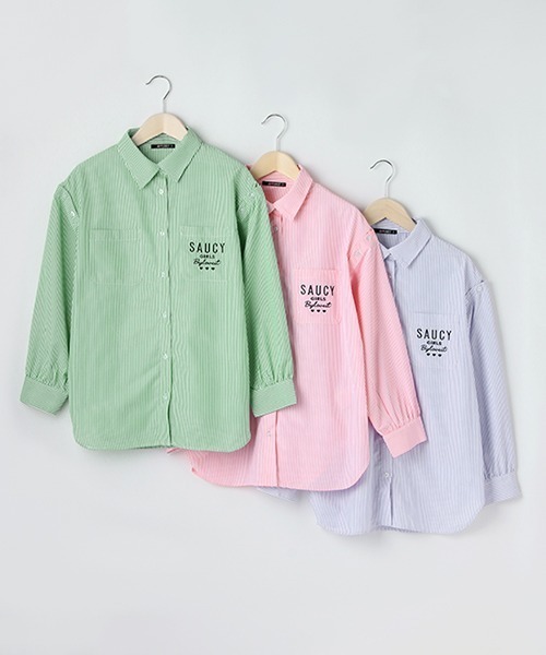 by LOVEiT（バイラビット）の「ストライプ肩あきシャツ（シャツ/ブラウス・キッズ・ピンク/グリーン/ラベンダー・120cm/140cm/150cm/130cm/160cm）」の12枚目の写真