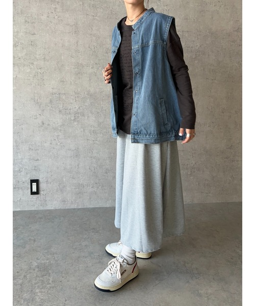 owndaily（オンデイリー）の「スウェットスカート（スカート・レディース・ブラック/グレー・FREE）」の6枚目の写真