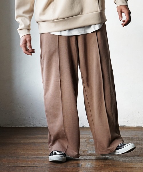 MinoriTY（マイノリティ）の「【MinoriTY】ピンタックワイドスウェットパンツ ワイドパンツ センタープレス スラックス イージーパンツ メンズ 秋服【セットアップ対応】（スウェットパンツ・メンズ・グレー/ブラック/ブラウン・L/M/S）」の6枚目の写真