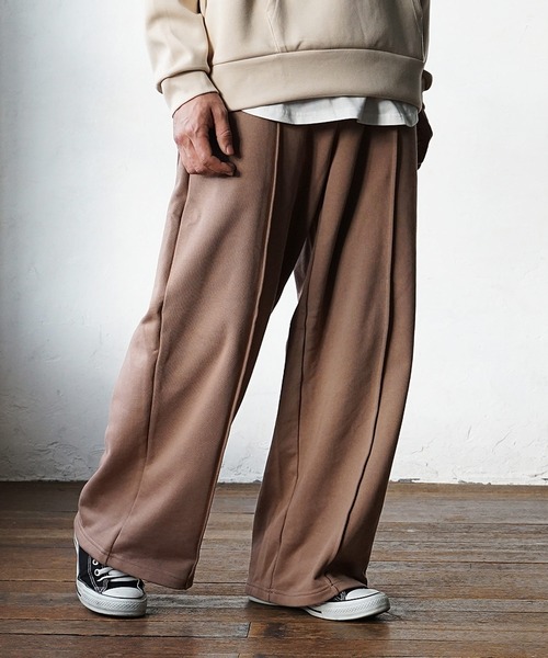 MinoriTY（マイノリティ）の「【MinoriTY】ピンタックワイドスウェットパンツ ワイドパンツ センタープレス スラックス イージーパンツ メンズ 秋服【セットアップ対応】（スウェットパンツ・メンズ・グレー/ブラック/ブラウン・L/M/S）」の9枚目の写真