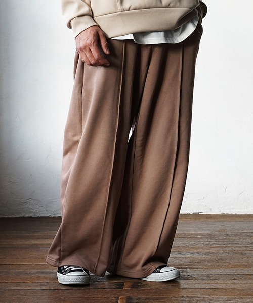 MinoriTY（マイノリティ）の「【MinoriTY】ピンタックワイドスウェットパンツ ワイドパンツ センタープレス スラックス イージーパンツ メンズ 秋服【セットアップ対応】（スウェットパンツ・メンズ・グレー/ブラック/ブラウン・L/M/S）」の11枚目の写真