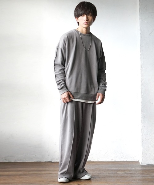 MinoriTY】ピンタックワイドスウェットパンツ ワイドパンツ