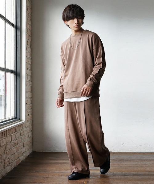 MinoriTY（マイノリティ）の「【MinoriTY】ピンタックワイドスウェットパンツ ワイドパンツ センタープレス スラックス イージーパンツ メンズ 秋服【セットアップ対応】（スウェットパンツ・メンズ・グレー/ブラック/ブラウン・L/M/S）」の7枚目の写真