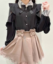 ラッフルスリーブパール衿ブラウス